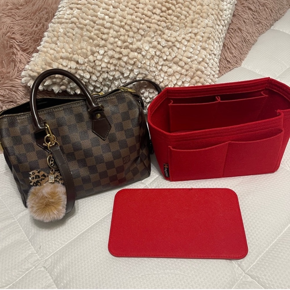 Authentic Louis Vuitton Damier Ebene Speedy 25 Handbag With LV Strap